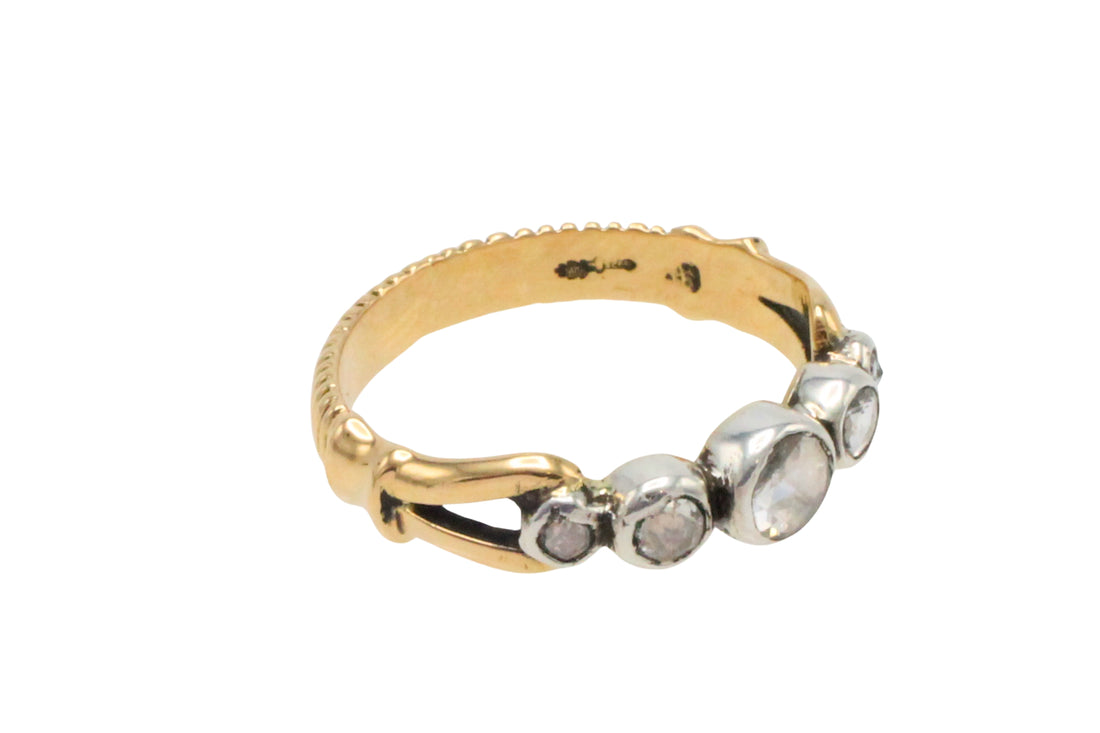 Rose diamond ring in silver and gold-Vintage Rings-The Antique Ring Shop