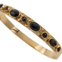 Garnet hinged bracelet in 14 carat gold-Bracelets-The Antique Ring Shop