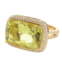 18 carat gold lemon quartz and diamond ring-Rings-The Antique Ring Shop