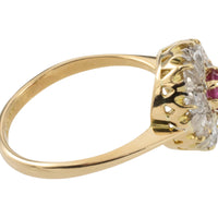 Ruby and old cut diamond cluster ring-Antique rings-The Antique Ring Shop