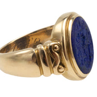 Antique Lapiz intaglio signet ring in 14 carat gold-gents rings-The Antique Ring Shop