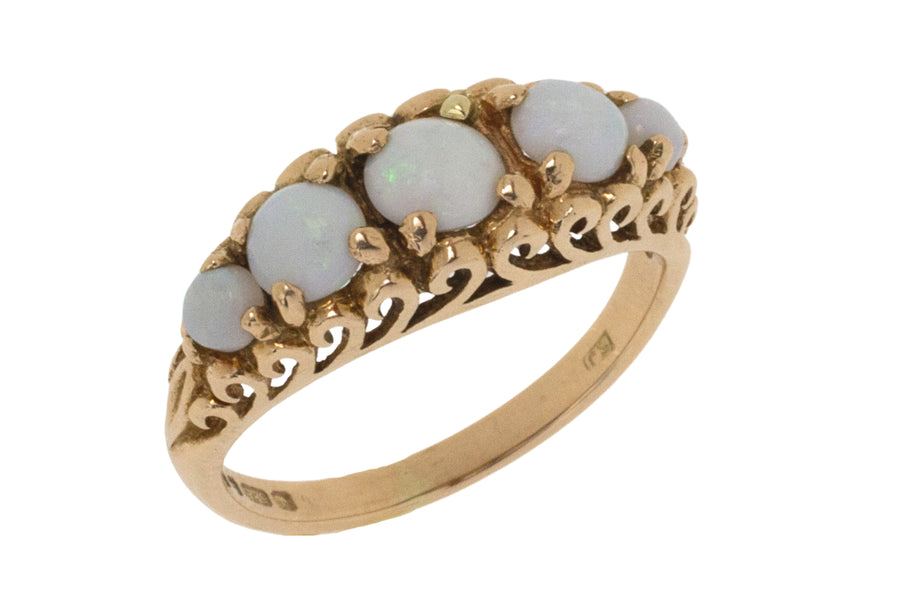 Vintage five stone opal ring-Vintage Rings-The Antique Ring Shop