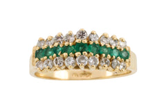 Emerld and diamond ring in 14 carat gold-Vintage Rings-The Antique Ring Shop