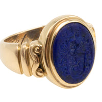 Antique Lapiz intaglio signet ring in 14 carat gold-gents rings-The Antique Ring Shop