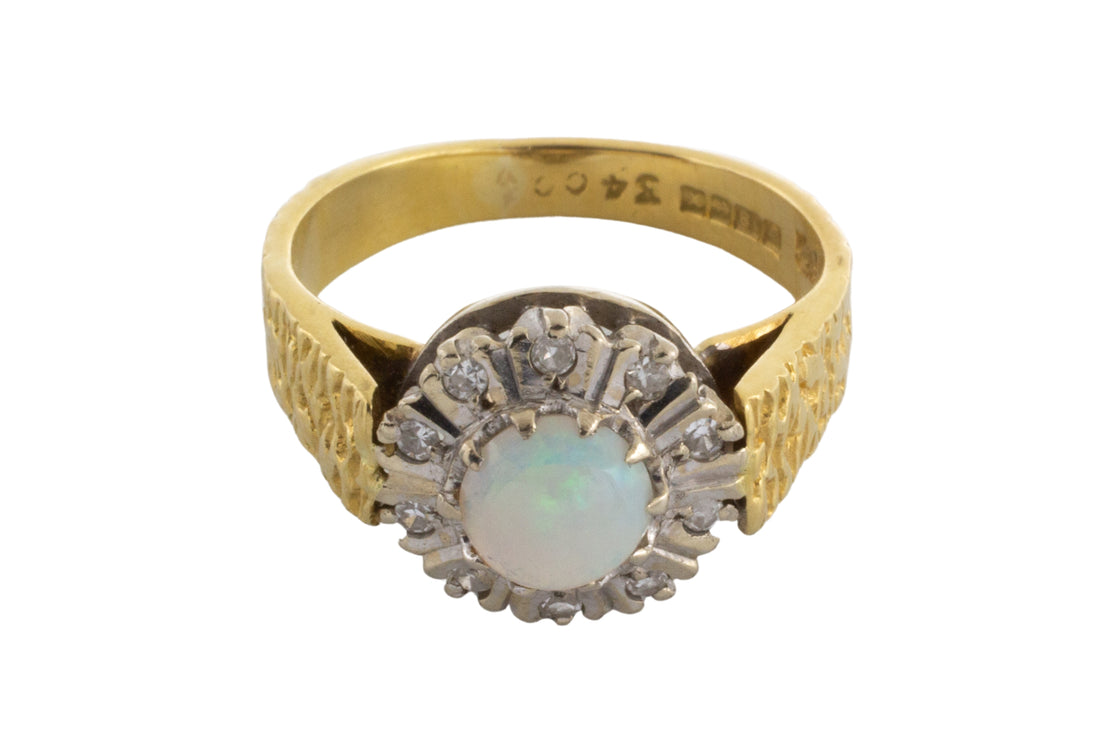 Opal and diamond ring in 18 carat gold-vintage rings-The Antique Ring Shop