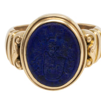 Antique Lapiz intaglio signet ring in 14 carat gold-gents rings-The Antique Ring Shop