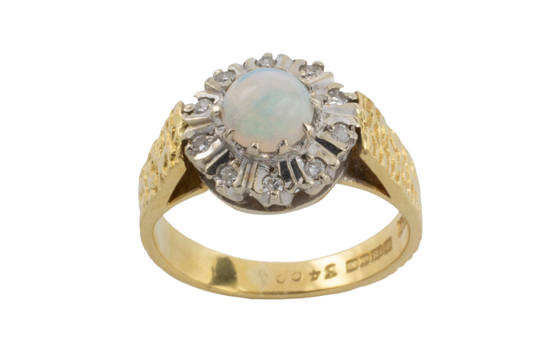 Opal and diamond ring in 18 carat gold-vintage rings-The Antique Ring Shop