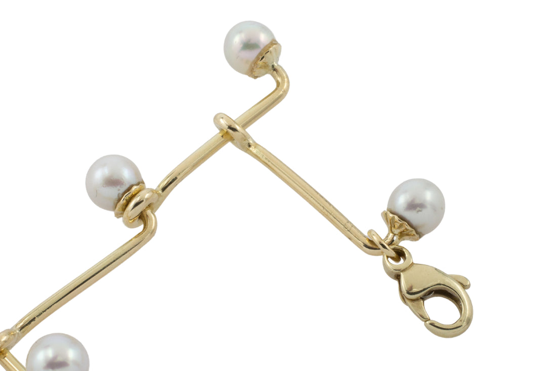 Pearl bracelet in 14 carat gold-Bracelets-The Antique Ring Shop