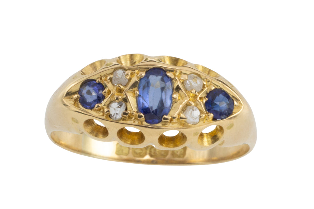 Sapphire and diamond ring from 1920-engagement rings-The Antique Ring Shop