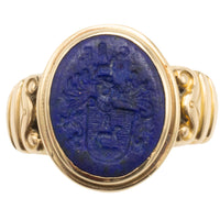 Antique Lapiz intaglio signet ring in 14 carat gold-gents rings-The Antique Ring Shop