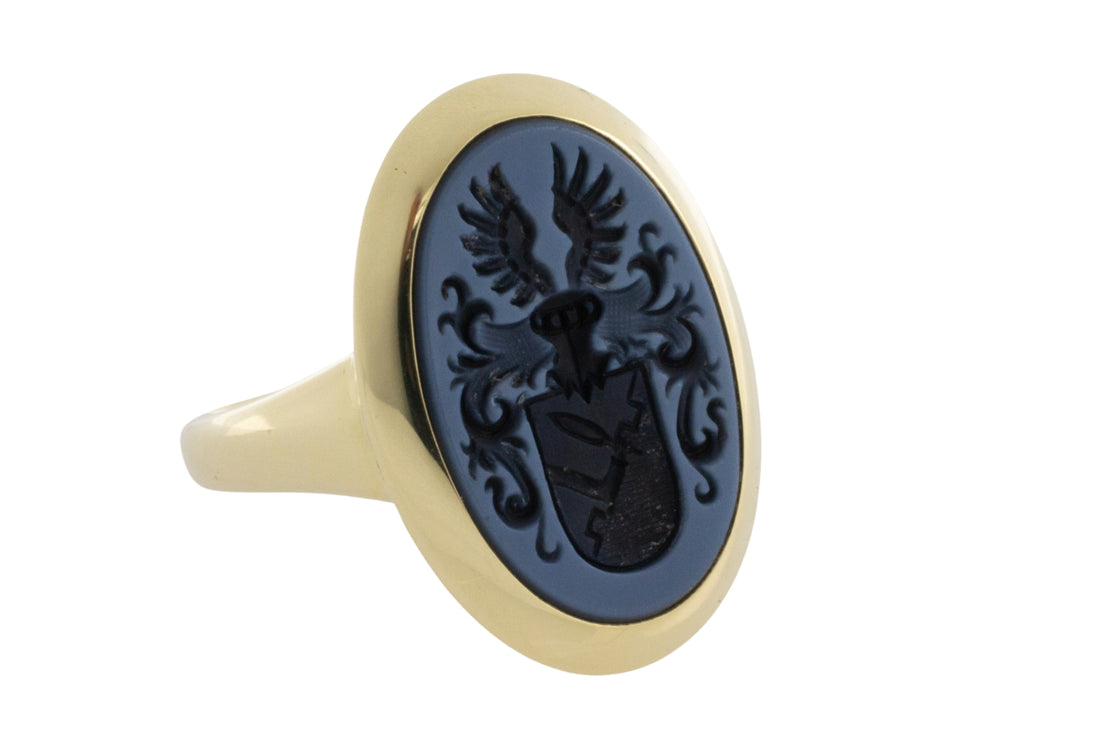 Vintage signet ring with intaglio-gents rings-The Antique Ring Shop