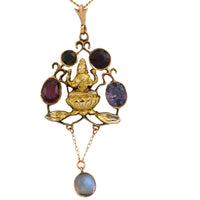 Shiva pendant dant with semi precious stones-Pendants-The Antique Ring Shop