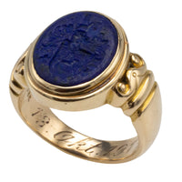 Antique Lapiz intaglio signet ring in 14 carat gold-gents rings-The Antique Ring Shop