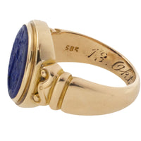 Antique Lapiz intaglio signet ring in 14 carat gold-gents rings-The Antique Ring Shop