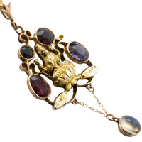 Shiva pendant dant with semi precious stones-Pendants-The Antique Ring Shop