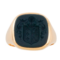 Vintage 18 carat gold signet ring with jasper intaglio
