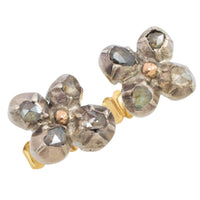 Rose diamond ear studs in silver and gold-Earrings-The Antique Ring Shop