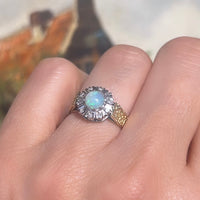 Opal and diamond ring in 18 carat gold-vintage rings-The Antique Ring Shop