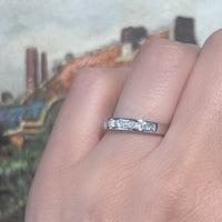 Platinum half eternity band with princess cut diamonds-Vintage & retro rings-The Antique Ring Shop