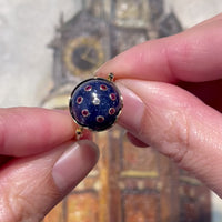 Cabochon sodalite ring with rubies and diamond