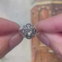 14 karaat en zilveren ring met roosdiamant