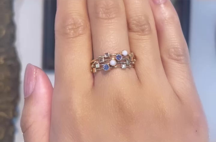 Sapphire and opal four piece ring