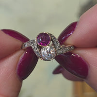 Ruby and diamond Toi et Moi ring
