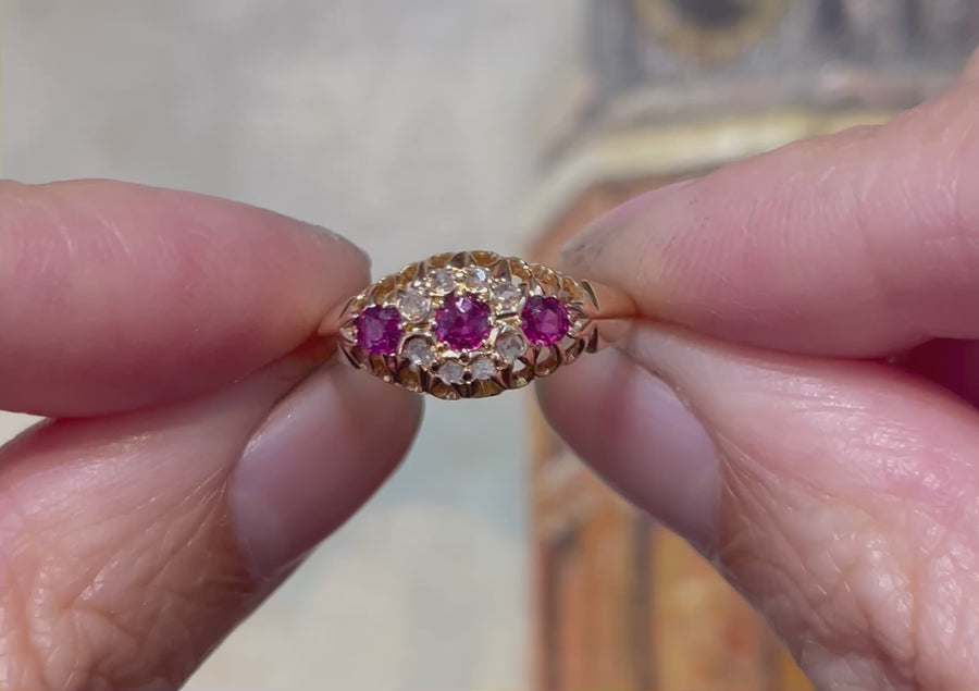 Ruby and rose diamond ring from 1910
