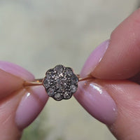 Edwardian old cut and rose cut diamond cluster ring