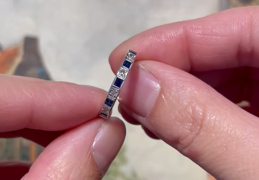 White gold sapphire and diamond band