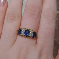 Victorian sapphire and diamond ring from 1898