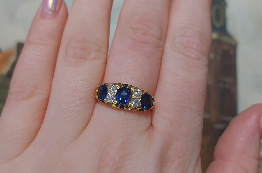 Victorian sapphire and diamond ring from 1898