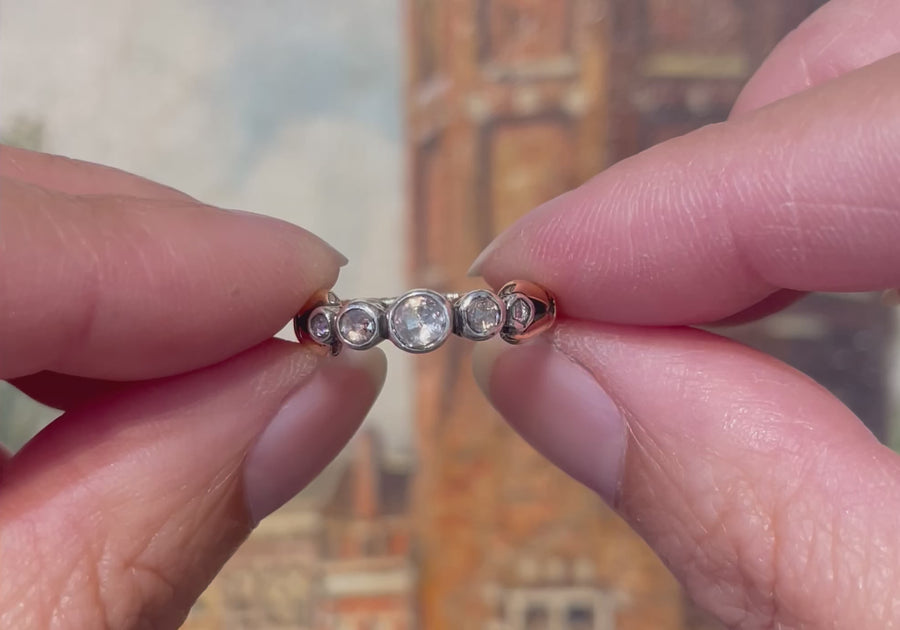 Roosdiamanten ring van zilver en goud