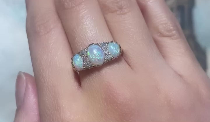 Edwardian opal and old cut diamond ring