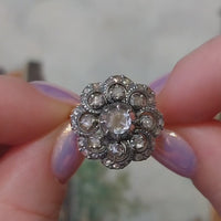 Vintage rose diamond ring in silver and gold