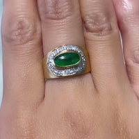 Jade and diamond ring in 18 carat gold