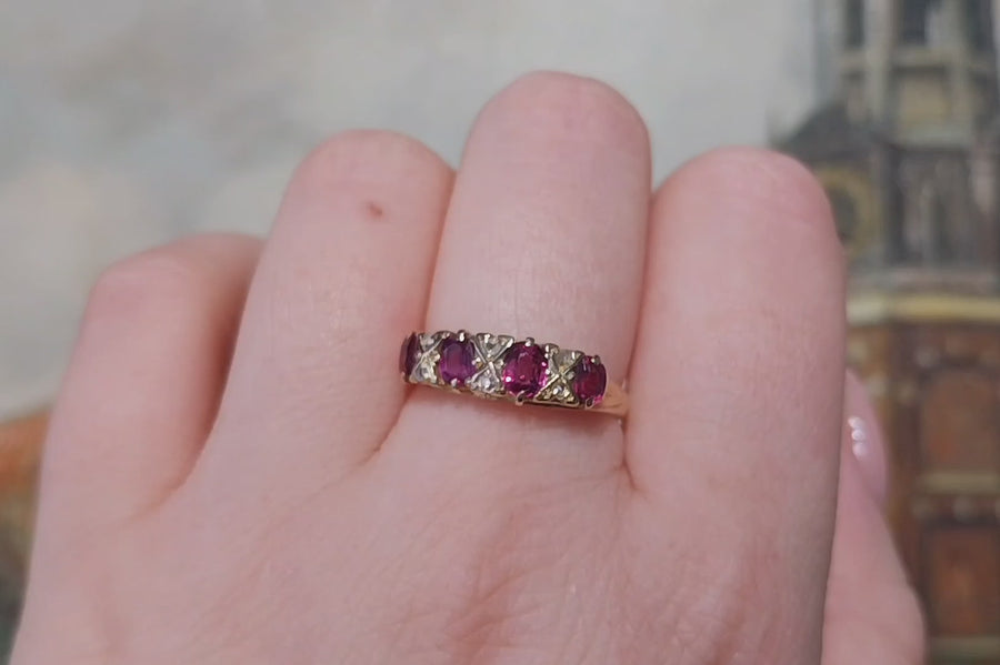 Vintage ruby and diamond ring in 18 carat gold