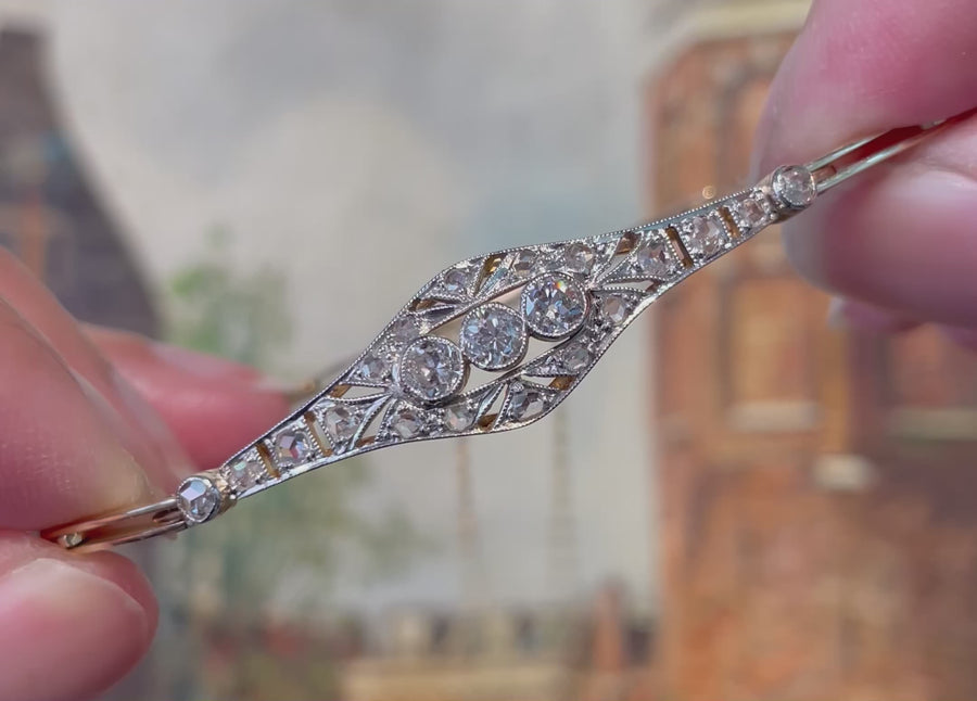 Edwardian link bracelet with old cut and rose cut diamonds
