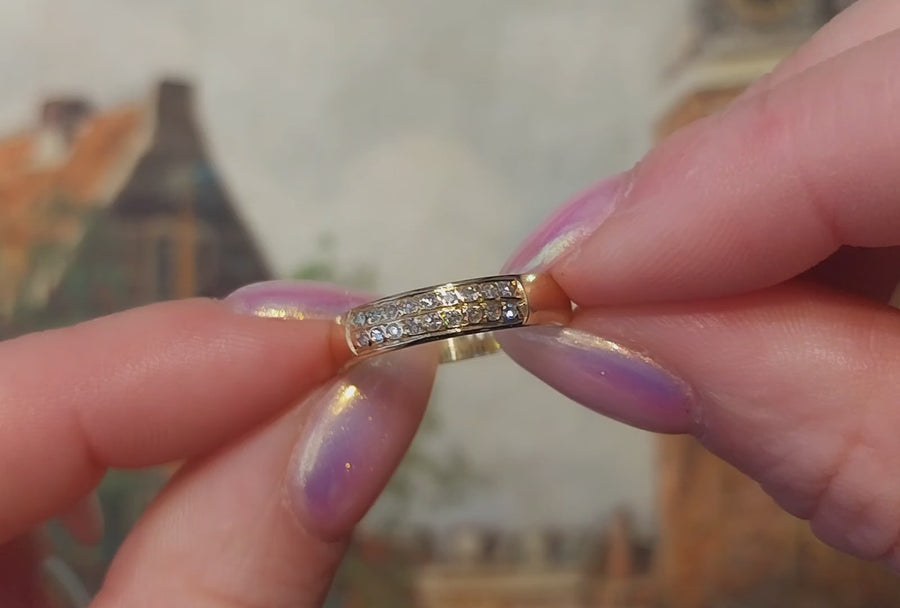 18 carat gold band with diamonds