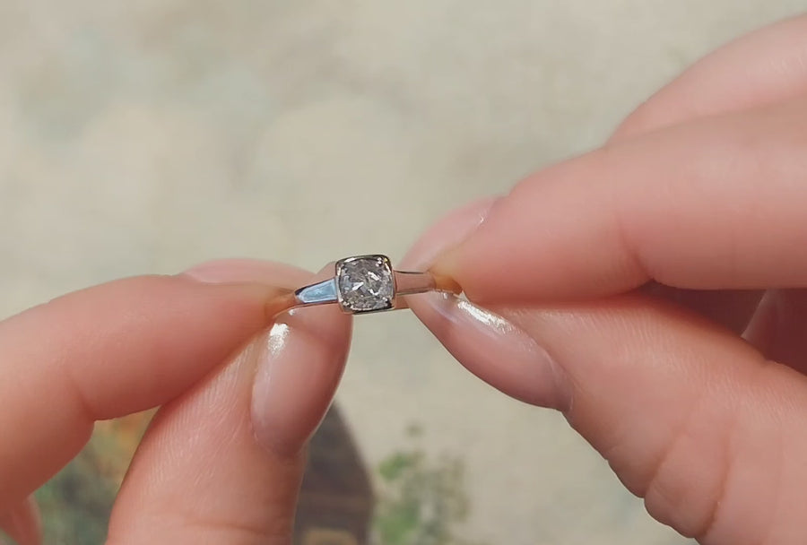 Edwardian old mine cut diamond solitaire ring