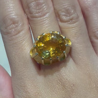 Large vintage citrine ring in 14 carat gold