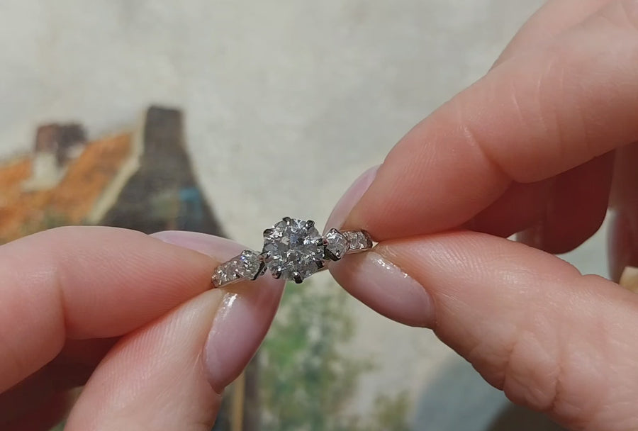 Vintage platinum ring with old cut diamonds