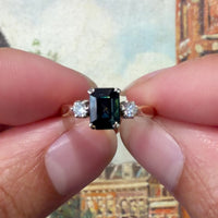Vintage ring met saffier en diamant