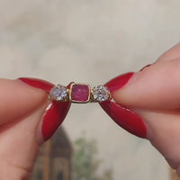 Old cut diamond and cabochon ruby ring