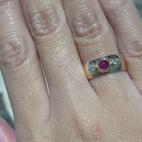 Cabochon ruby and diamond ring