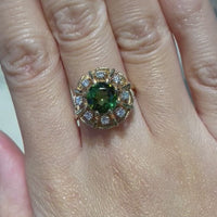 Tourmaline and diamond cluster ring