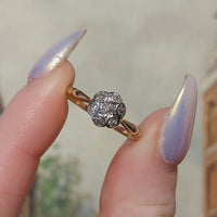 18 karaat Edwardiaanse gouden cluster ring met diamant