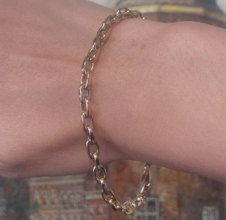 14 karaat rosegouden schakelarmband
