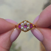 Ruby and pearl ring from 1878