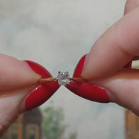 Old mine cut diamond solitaire ring